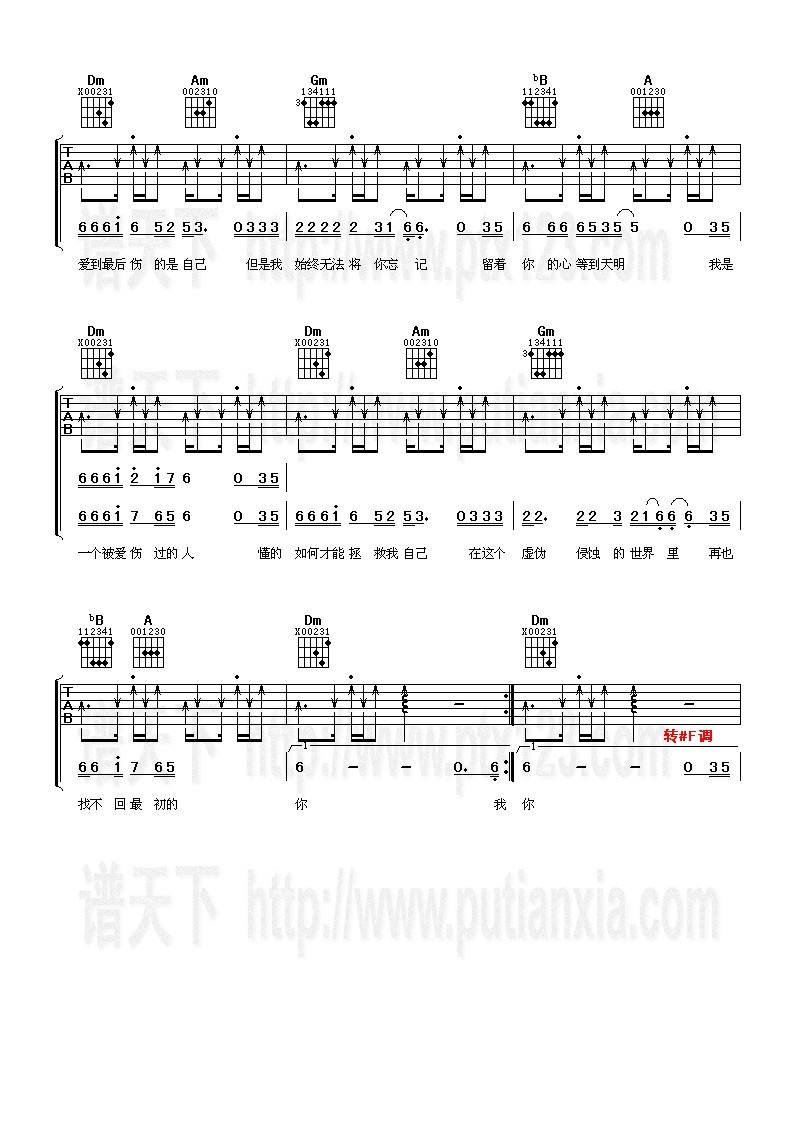 被爱伤过的人吉他谱 