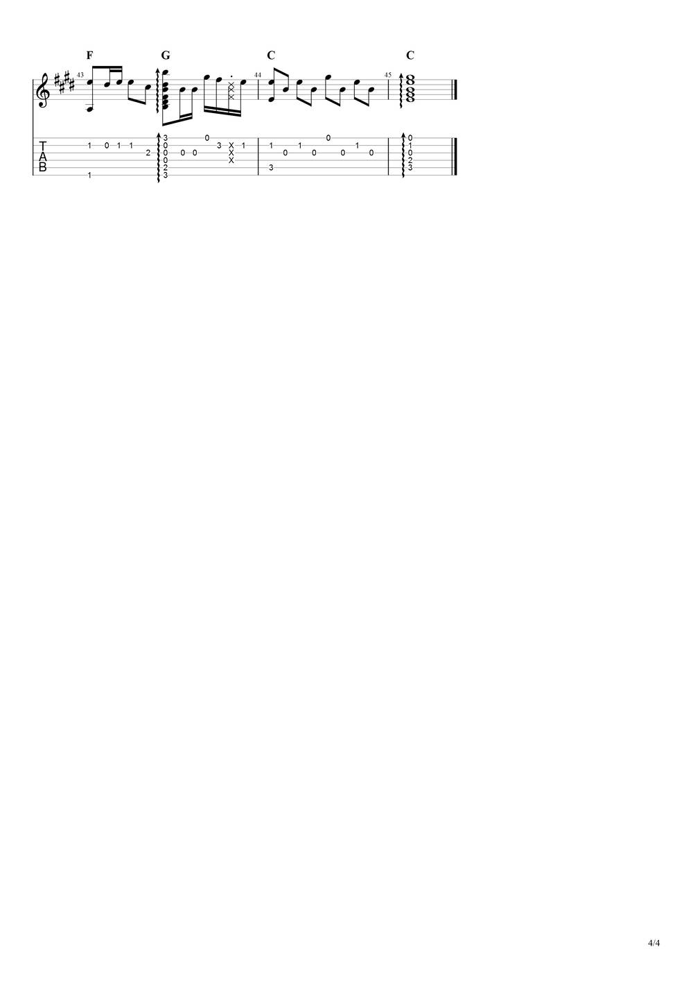 世间美好与你环环相扣吉他谱_指弹C调原版 