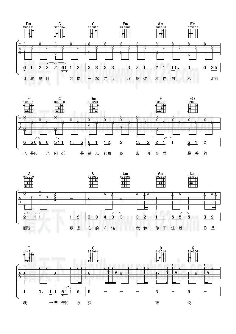 难说再见(北京奥运会闭幕式主题歌)吉他谱