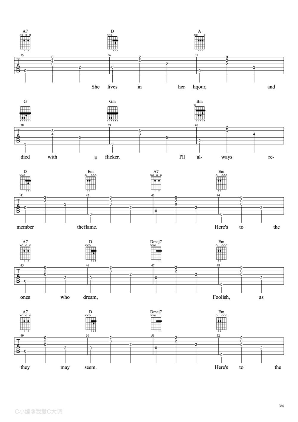 The Fools Who Dream吉他谱