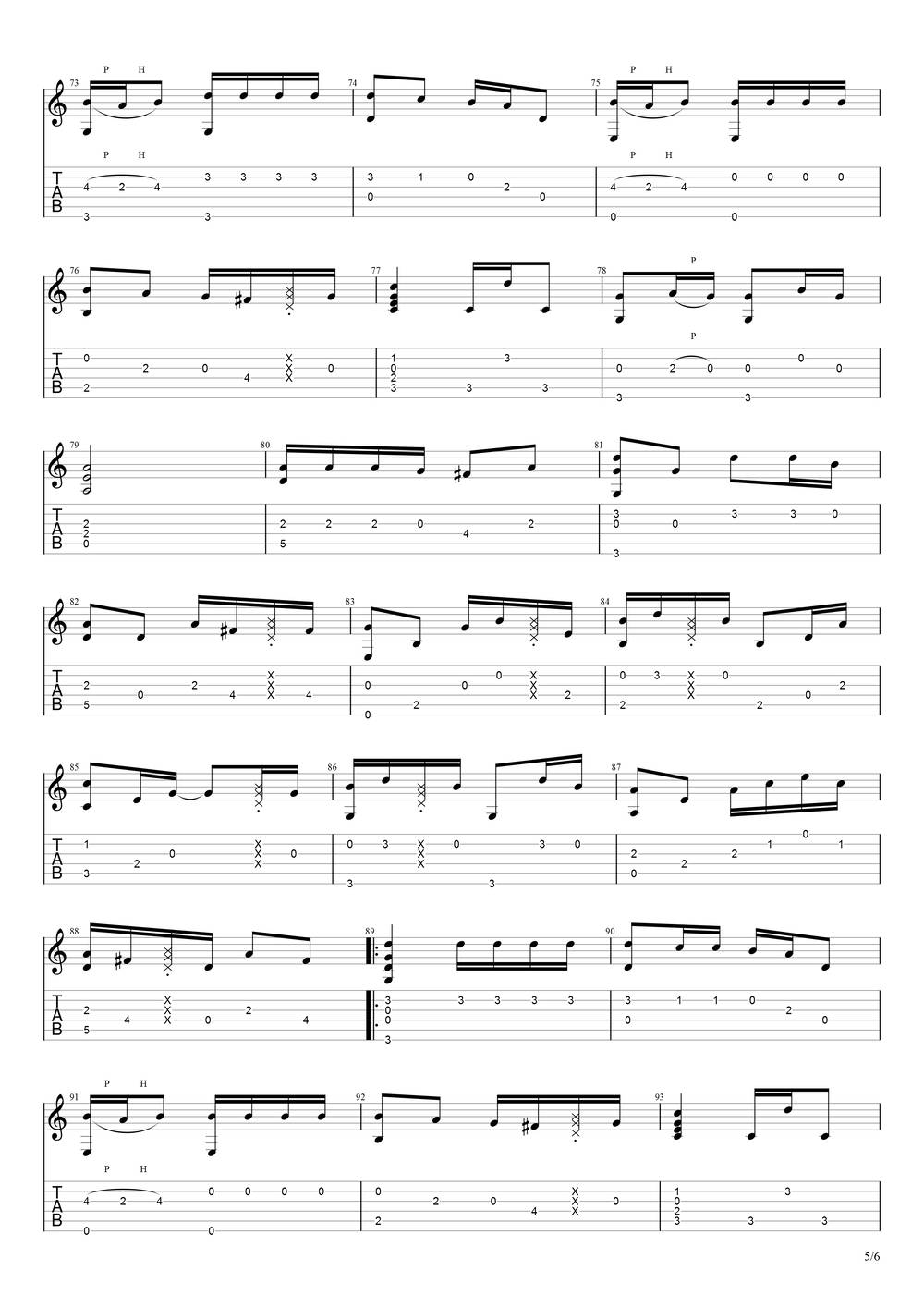 清新的小女孩吉他谱_指弹版