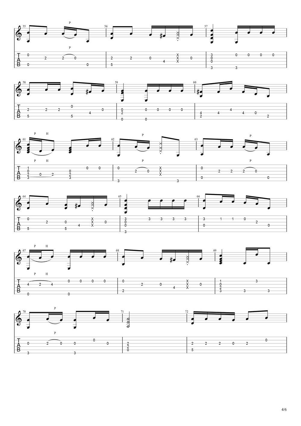 清新的小女孩吉他谱_指弹版