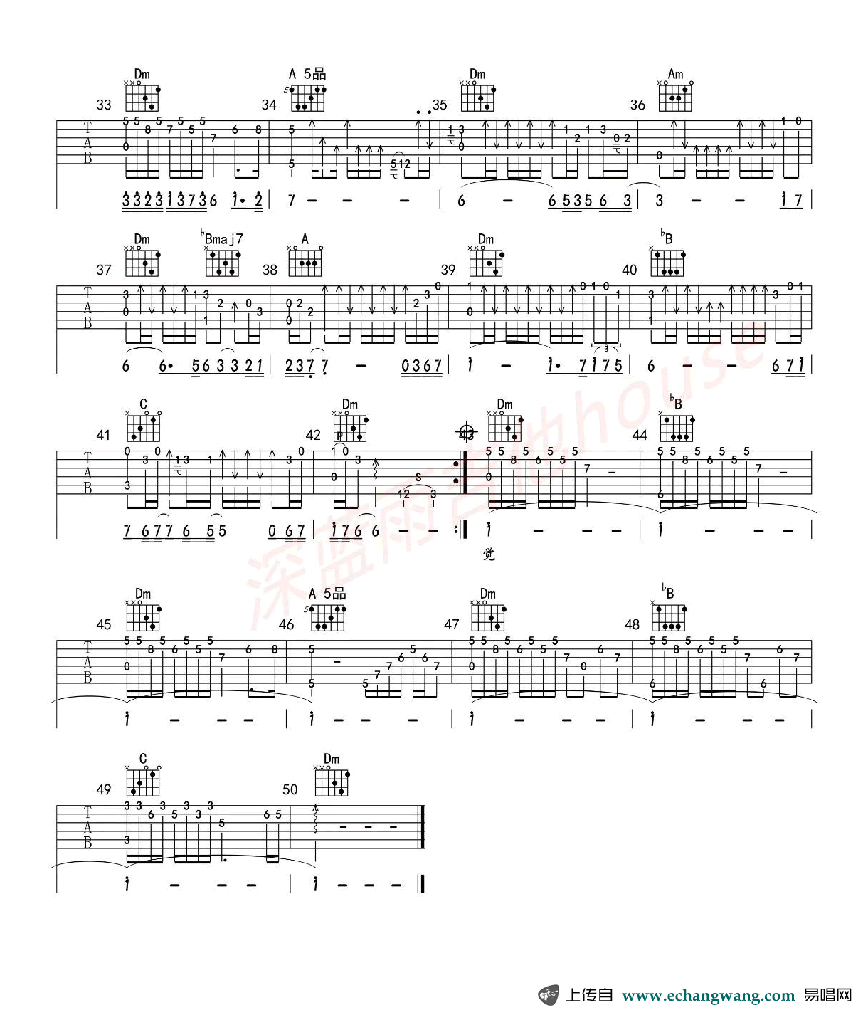 王杰《她的背影》吉他谱-3