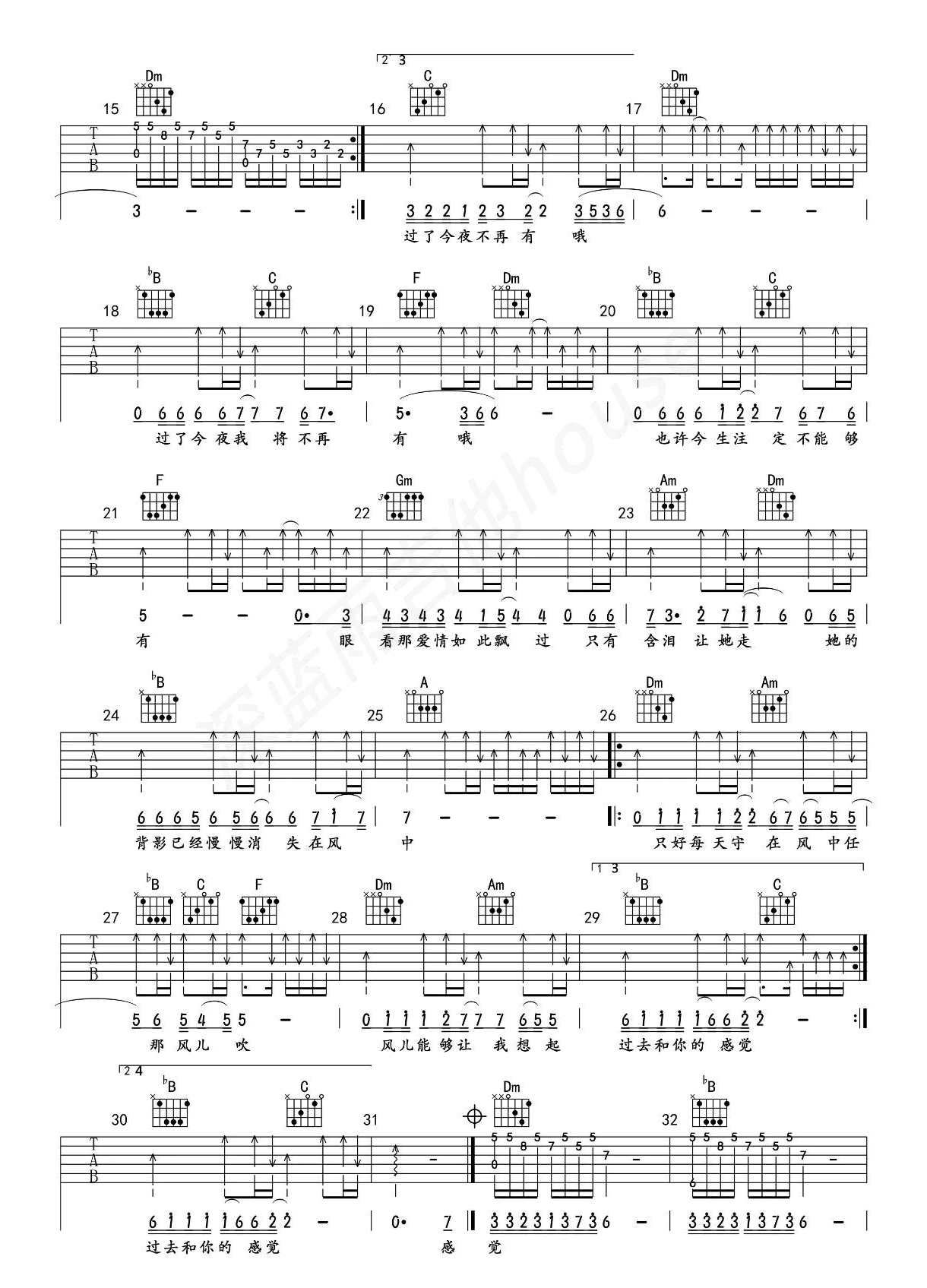 王杰《她的背影》吉他谱-2