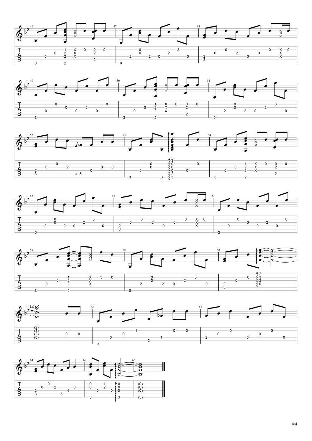 说好不哭吉他谱_指弹G调版 