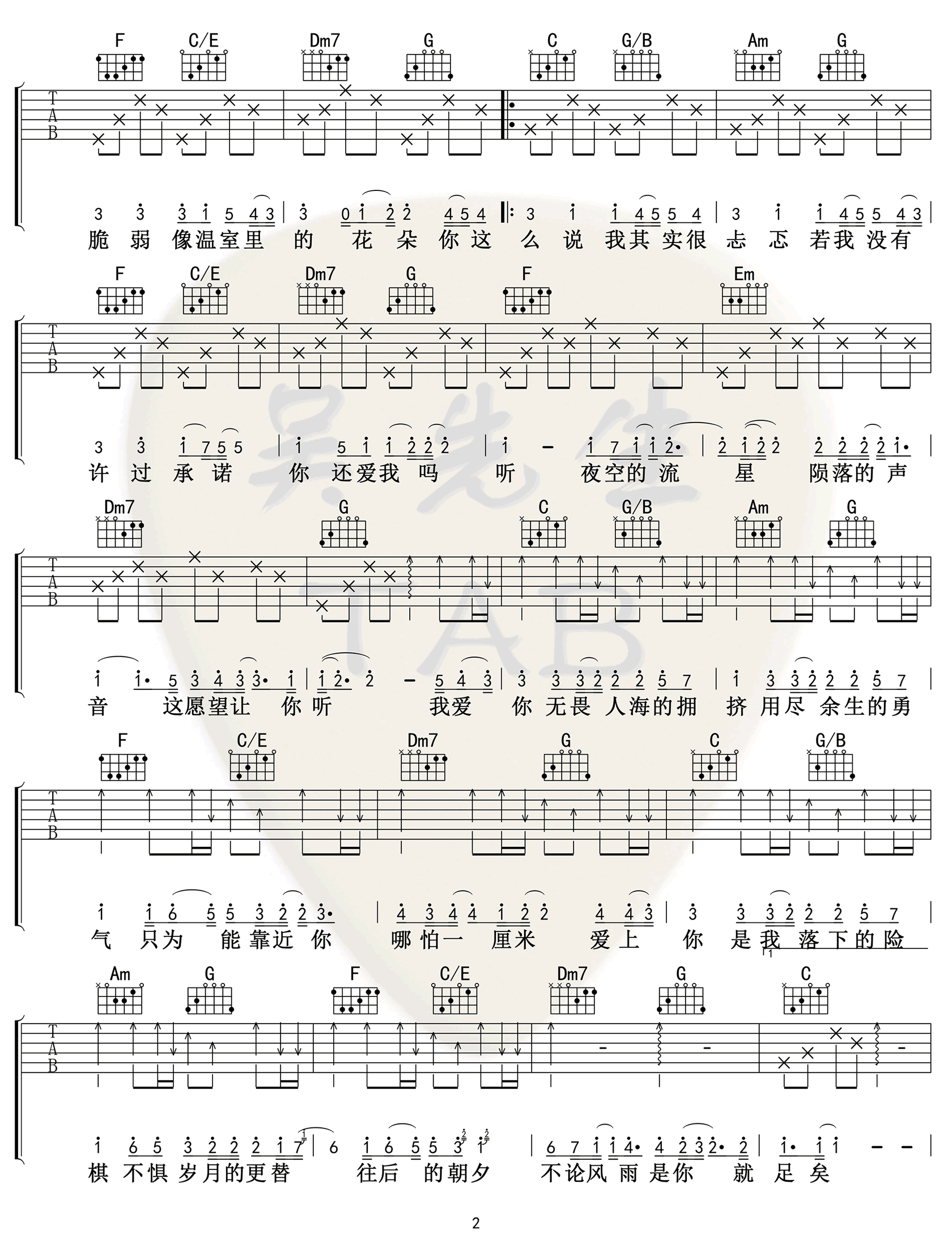 棉子《勇气》吉他谱-2