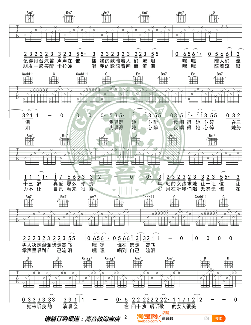张学友《她来听我的演唱会》吉他谱-2