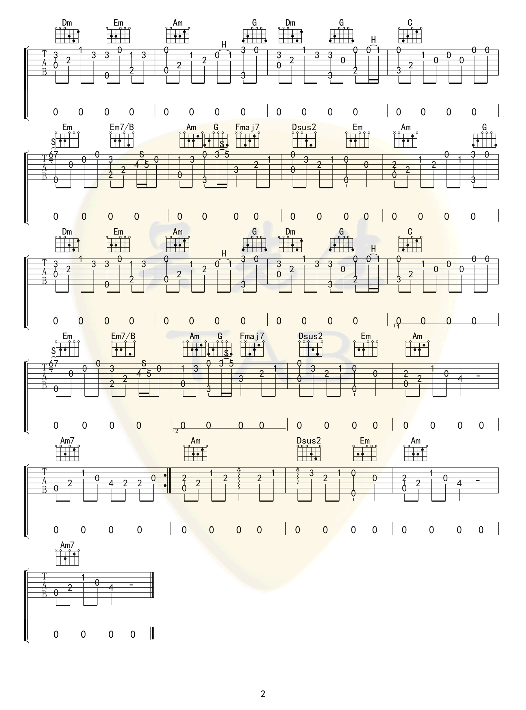 烟花易冷指弹吉他谱-周杰伦2