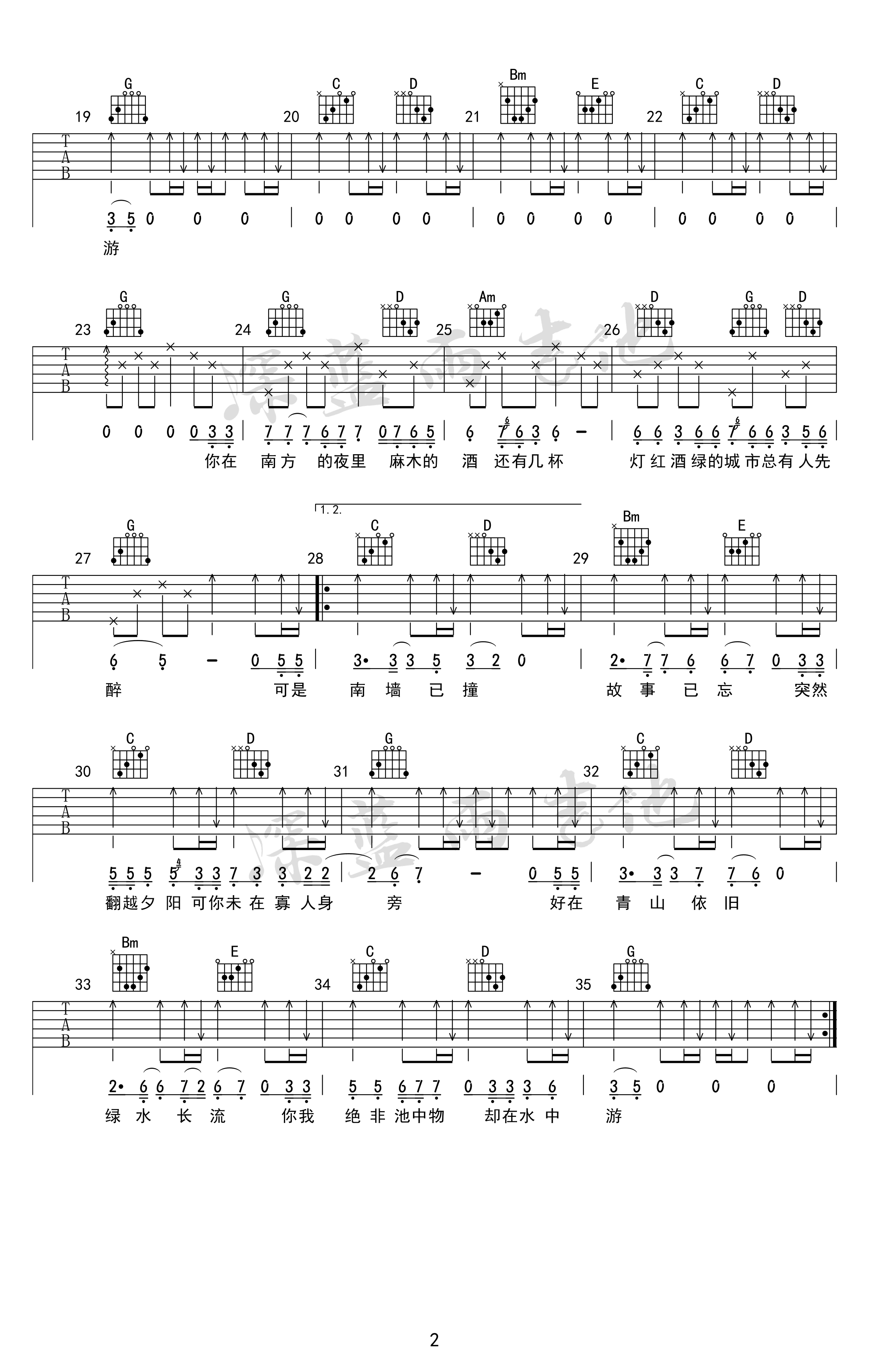 林 得《南墙已撞 故事已忘》吉他谱-2