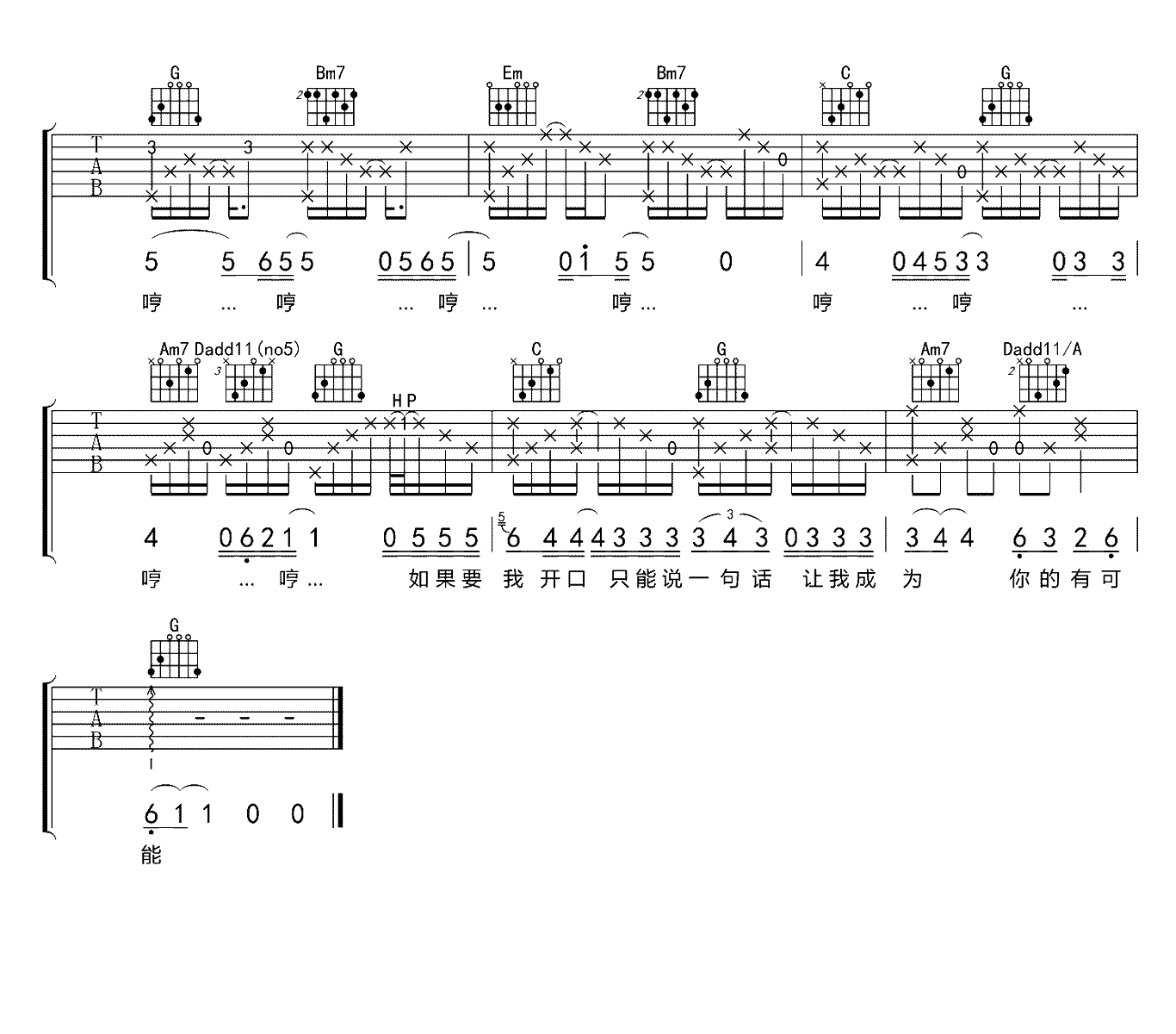 曾轶可《有可能的夜晚》吉他谱-3