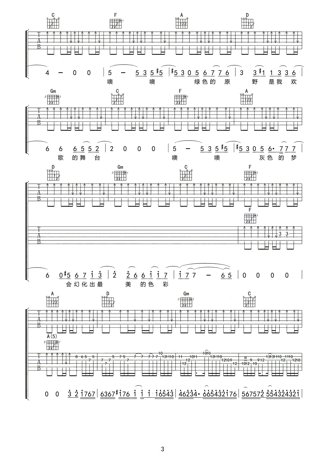 魔幻蓝天吉他谱 超载乐队