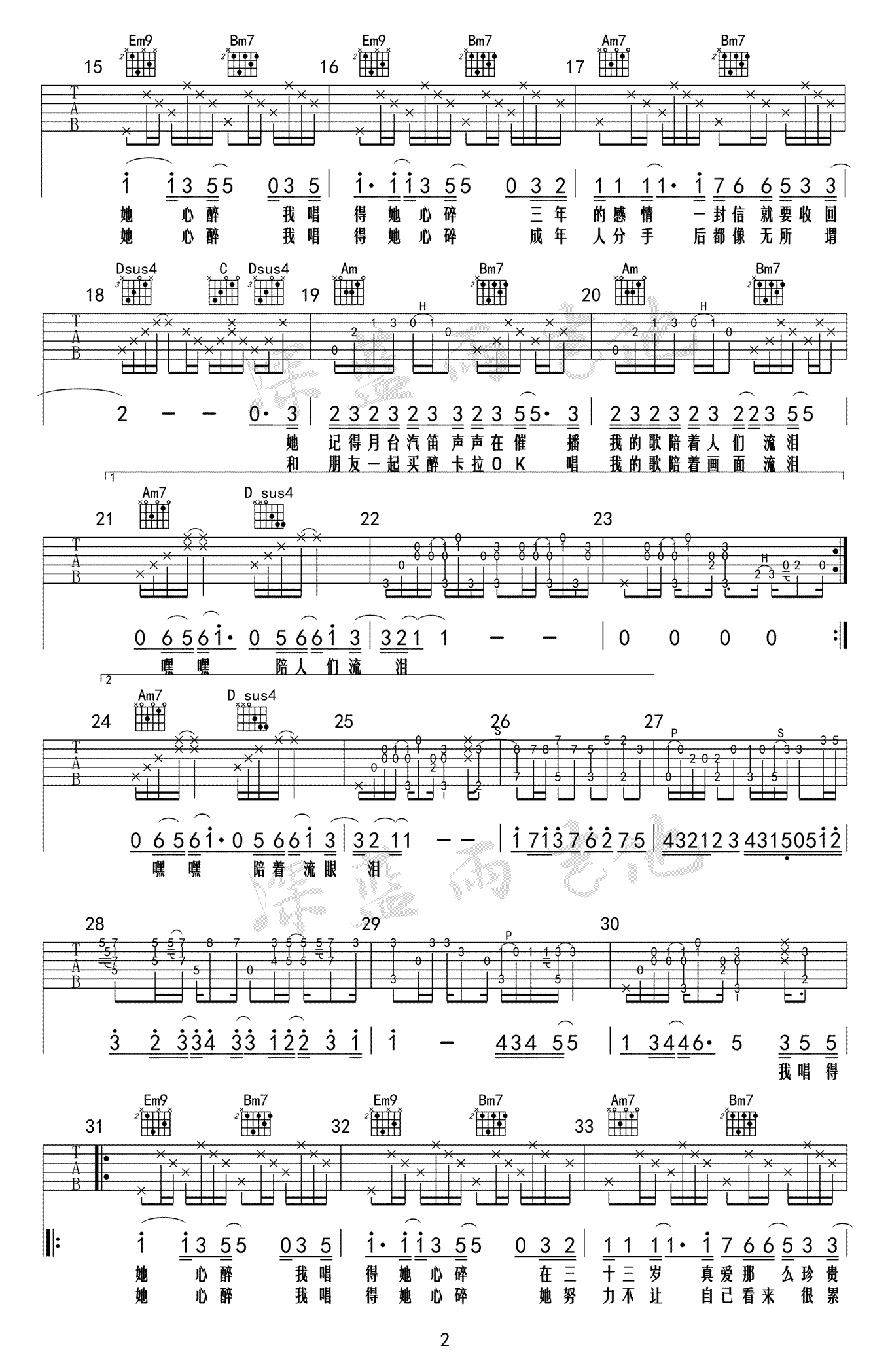 她来听我的演唱会吉他谱2