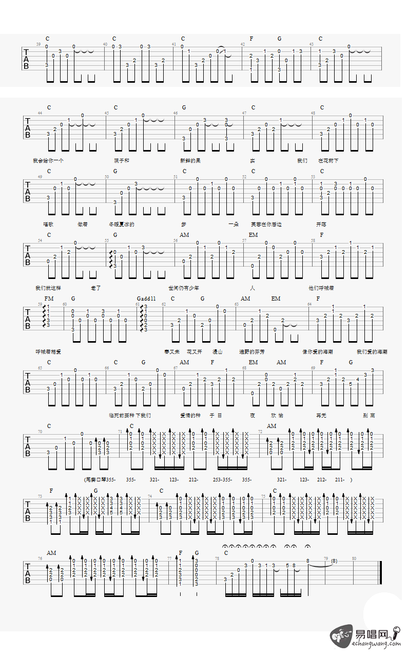 盛晓康《人生》吉他谱