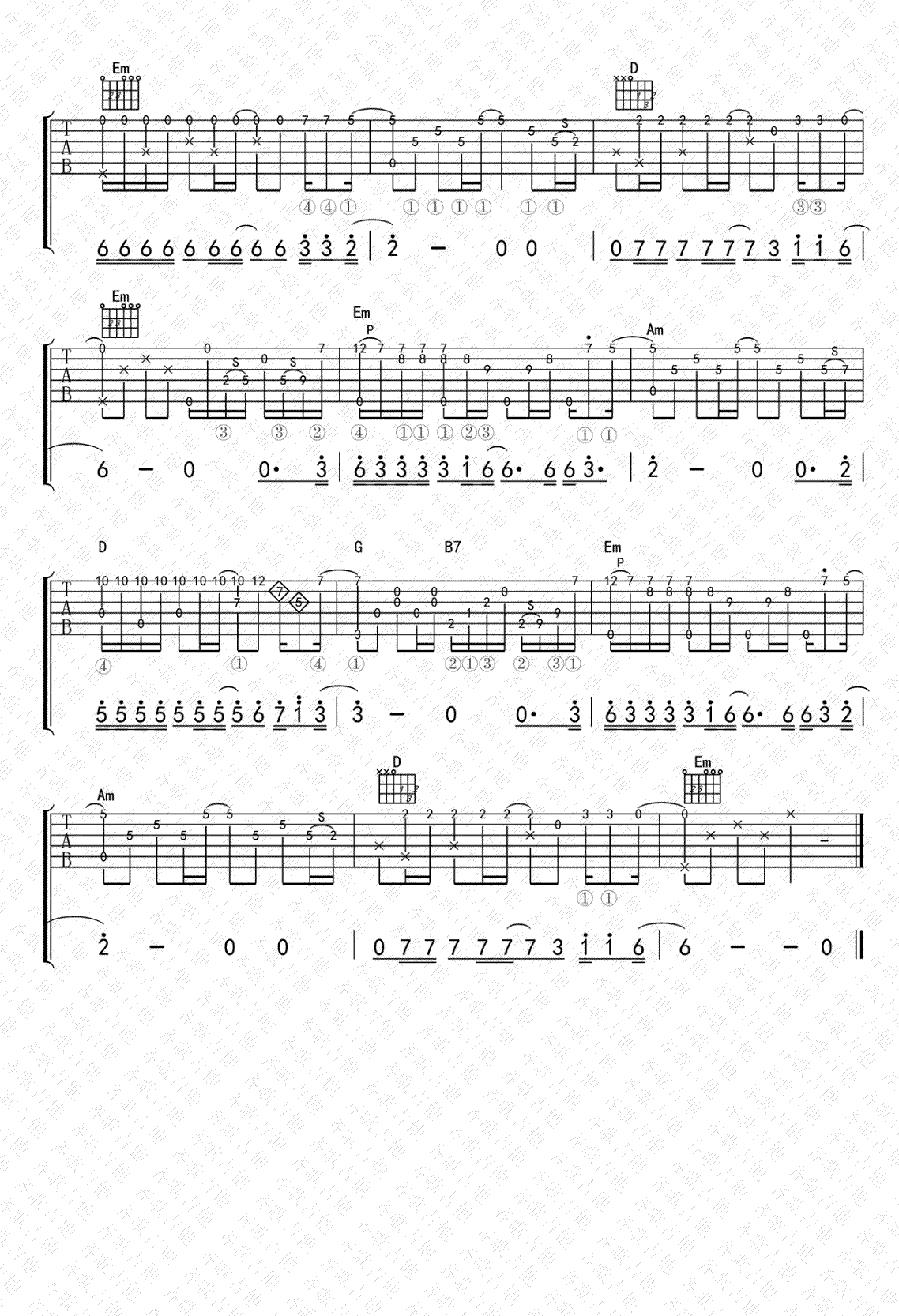 有没有人告诉你指弹谱 独奏吉他谱2