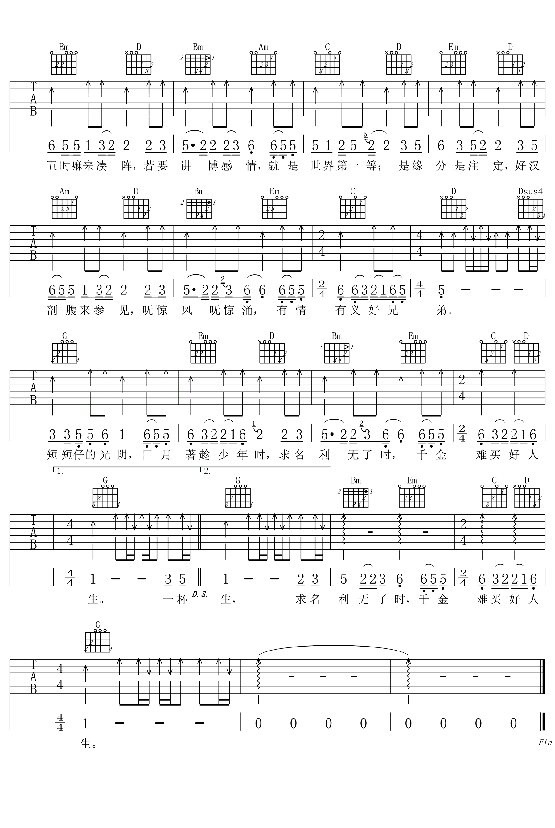 伍佰 世界第一等吉他谱2