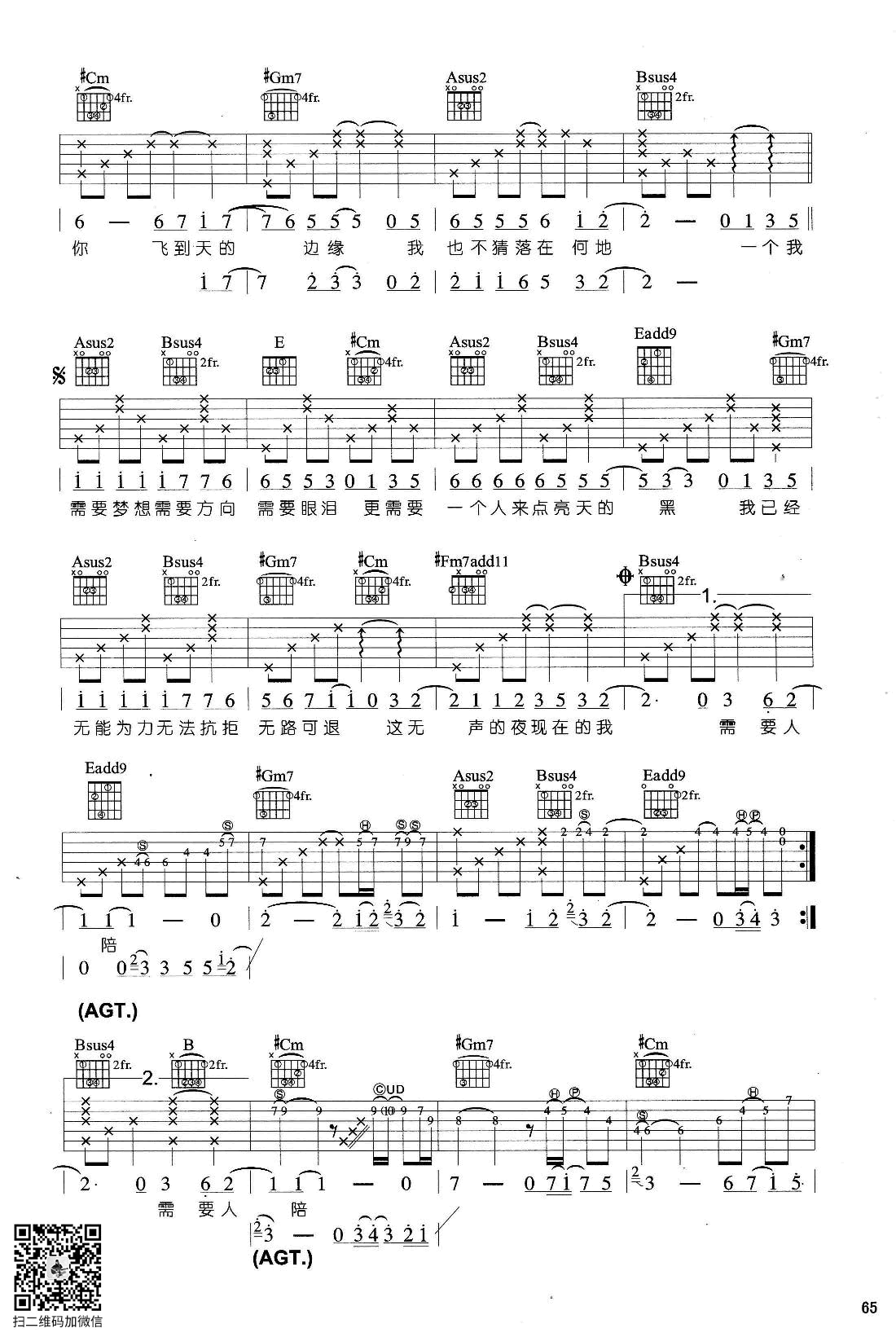 王力宏 需要人陪吉他谱2