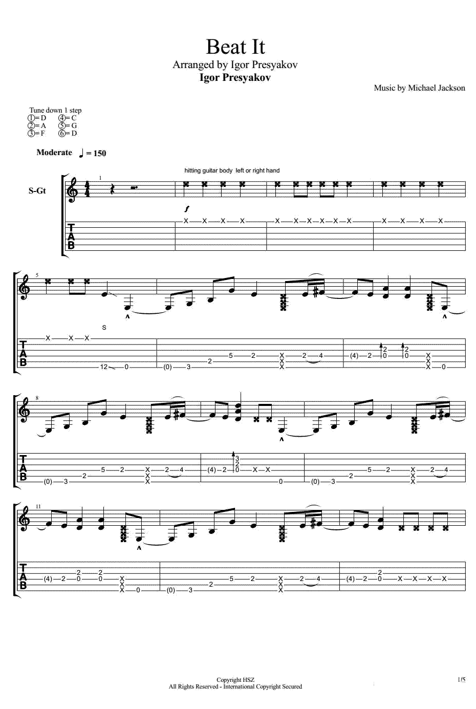 Beat it指弹吉他谱1