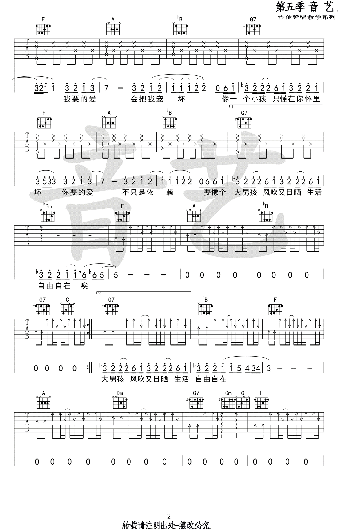 戴佩妮-你要的爱吉他谱 原版