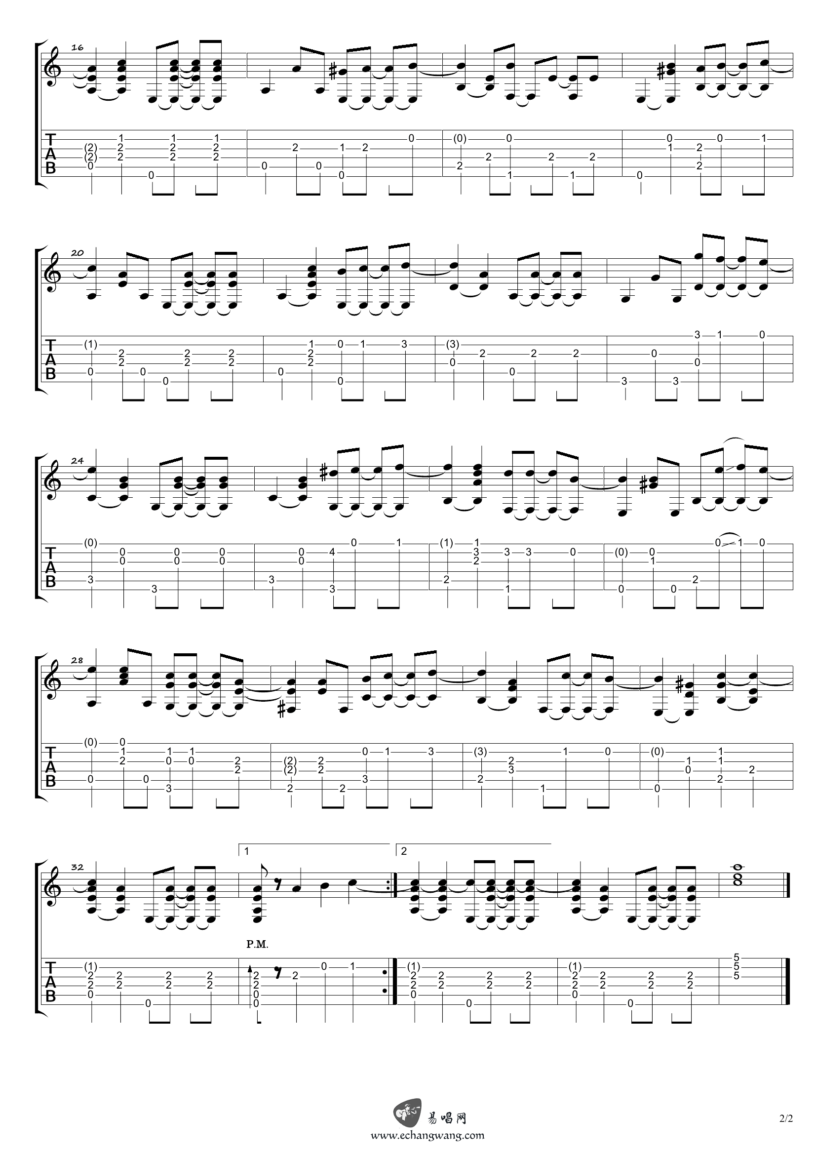 Autumn Leaves秋叶指弹吉他谱