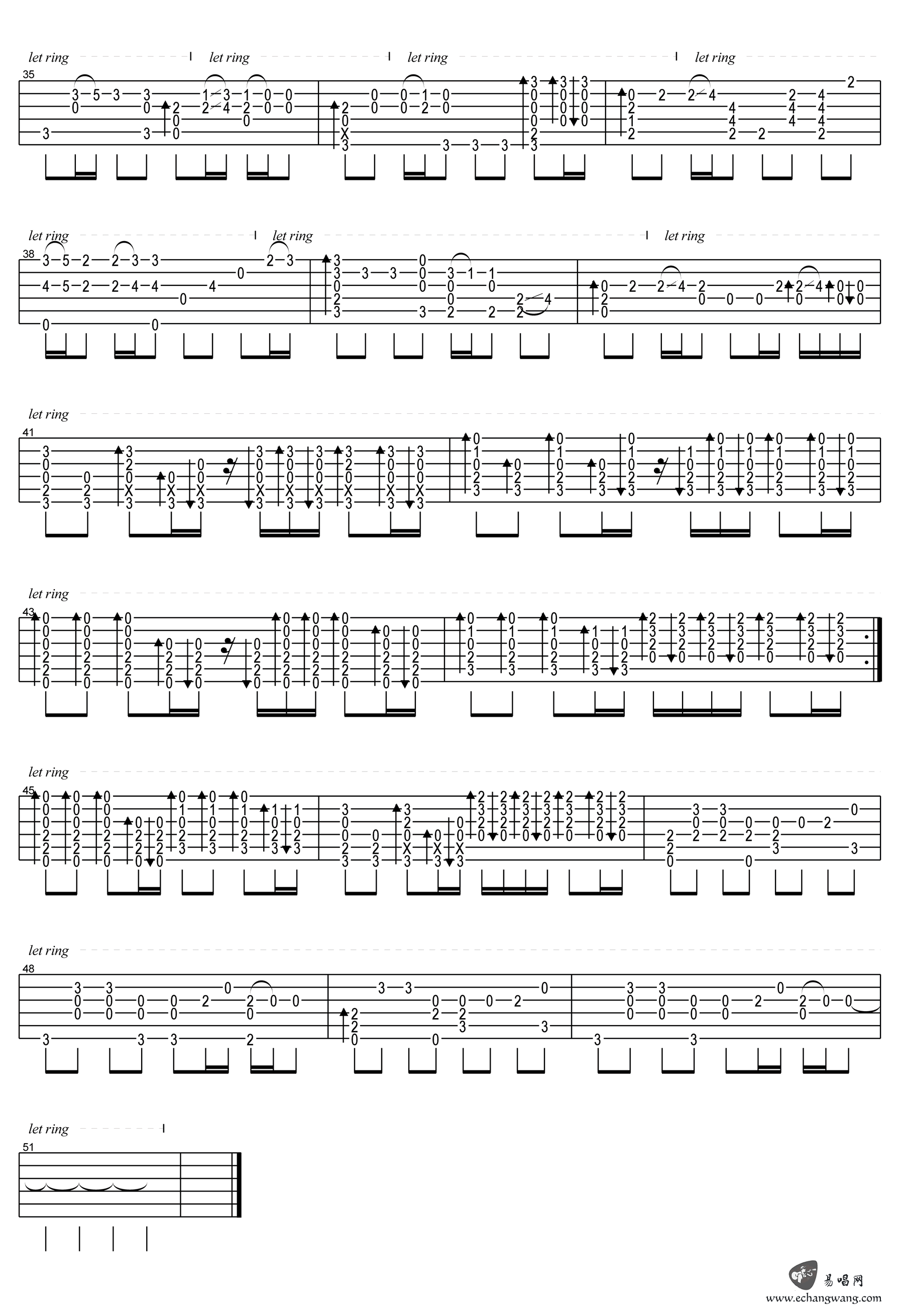 周杰伦晴天吉他独奏谱