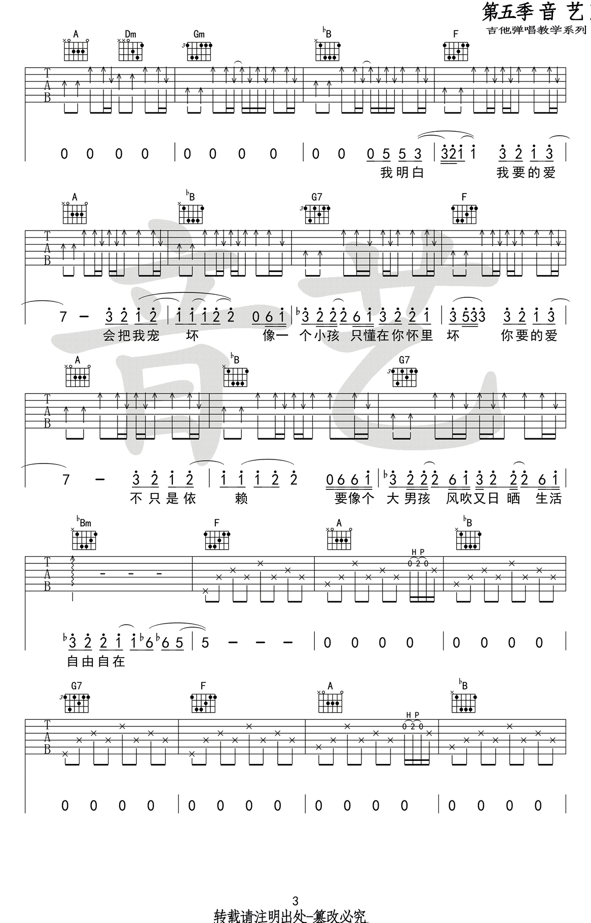 戴佩妮-你要的爱吉他谱 六线谱