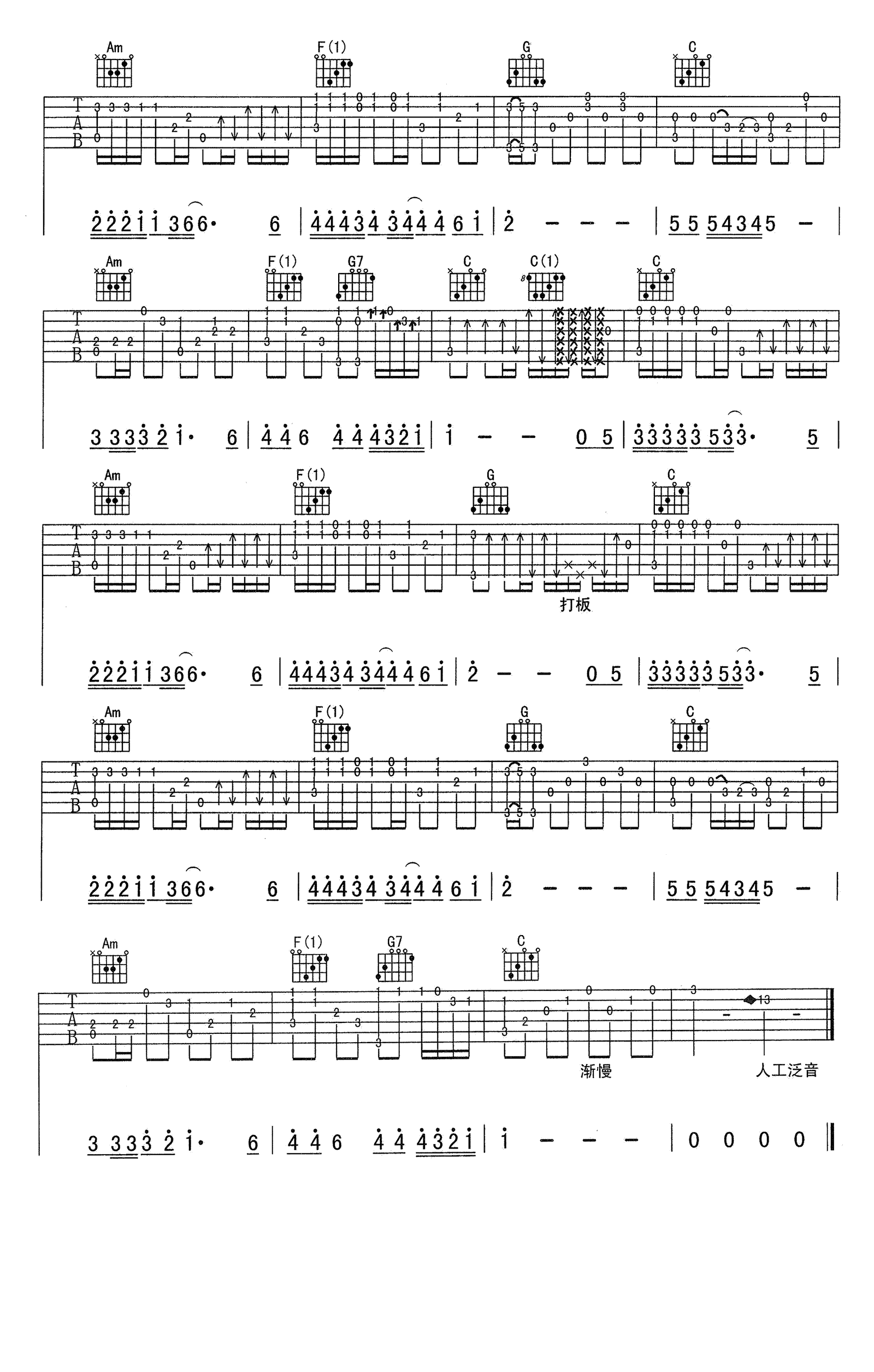 你知道我在等你吗吉他谱