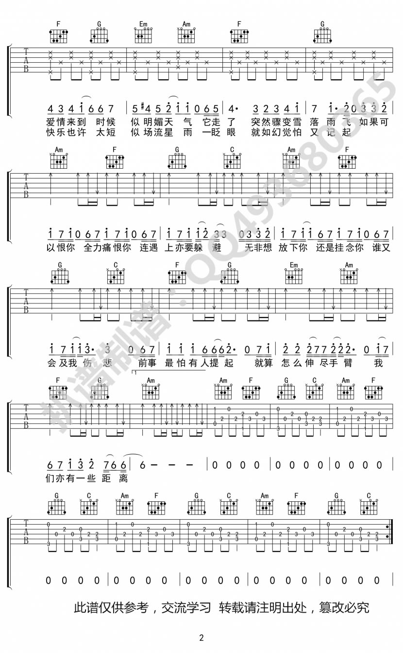 爱在记忆中找你吉他谱六线谱