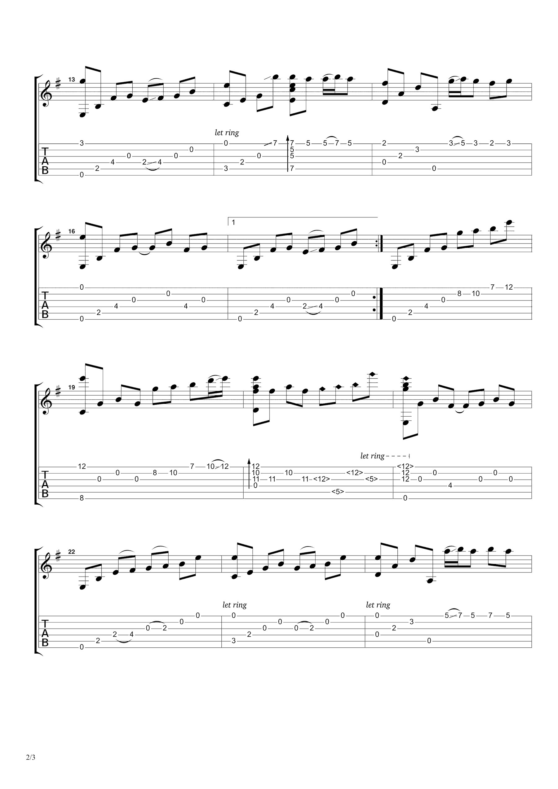 夜的钢琴曲5指弹谱 石进 吉他独奏谱